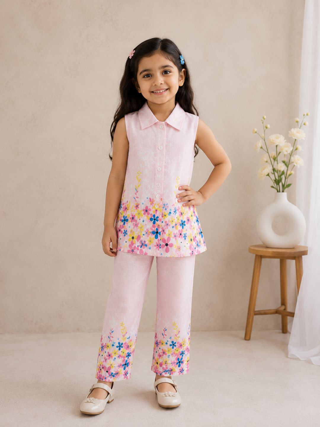 Floral Cotton Printed Shirt with Palazzos