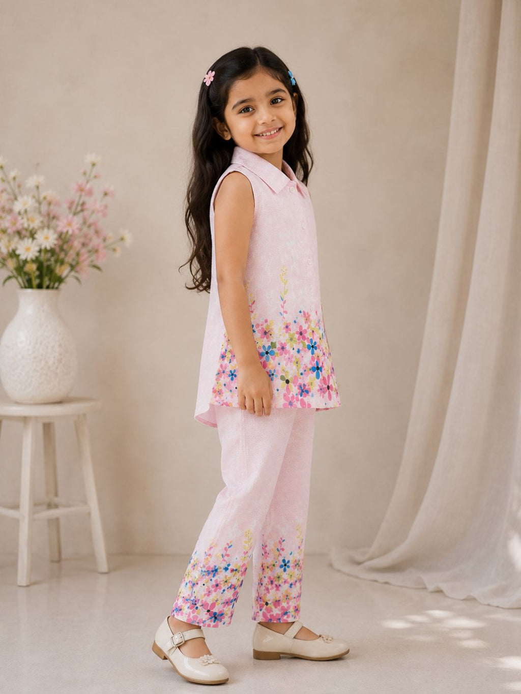 Floral Cotton Printed Shirt with Palazzos