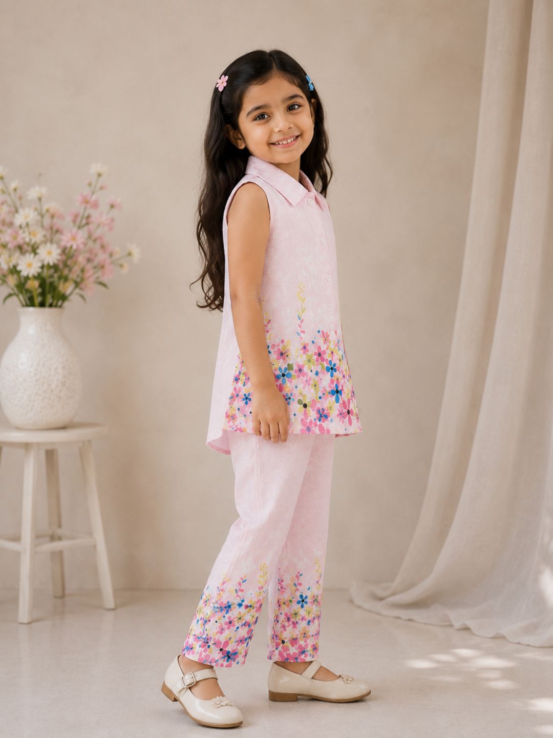 Floral Cotton Printed Shirt with Palazzos