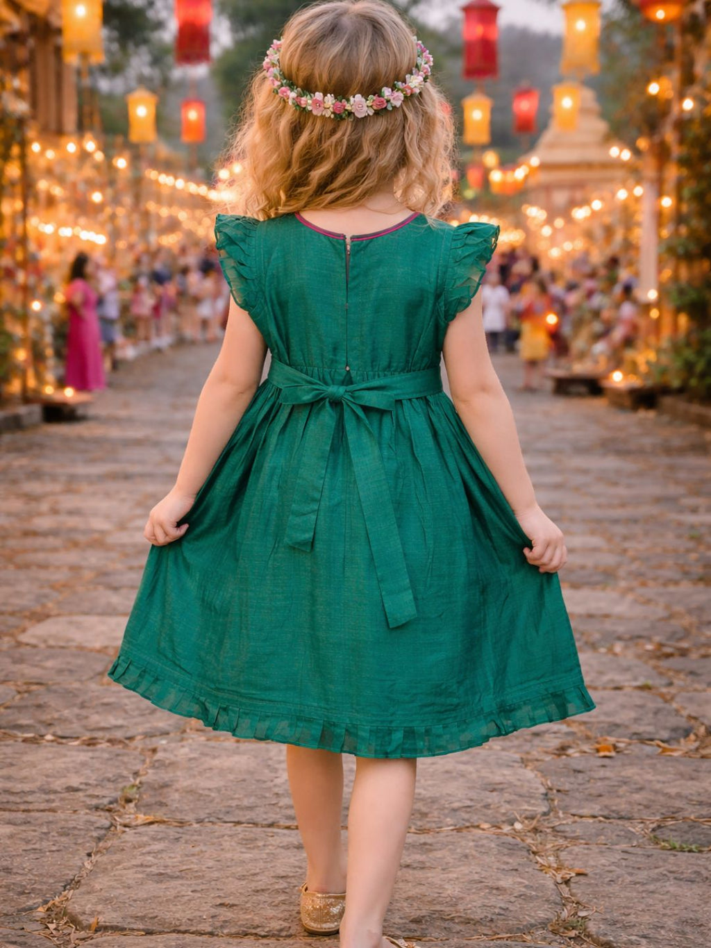 Girls Embroidered Cotton Ethnic Dress Hand Embroidery