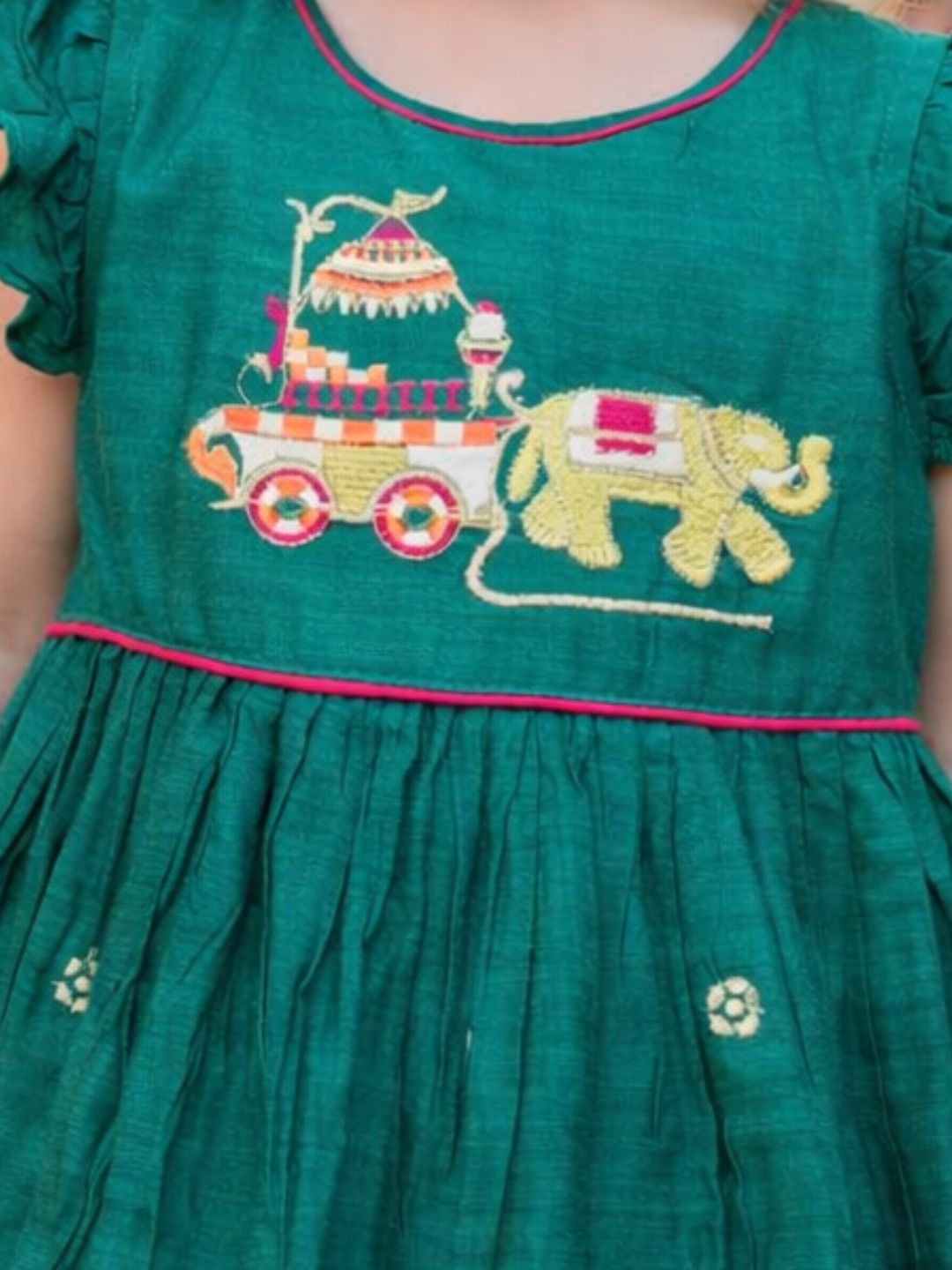 Girls Embroidered Cotton Ethnic Dress Hand Embroidery