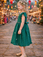 Girls Embroidered Cotton Ethnic Dress Hand Embroidery