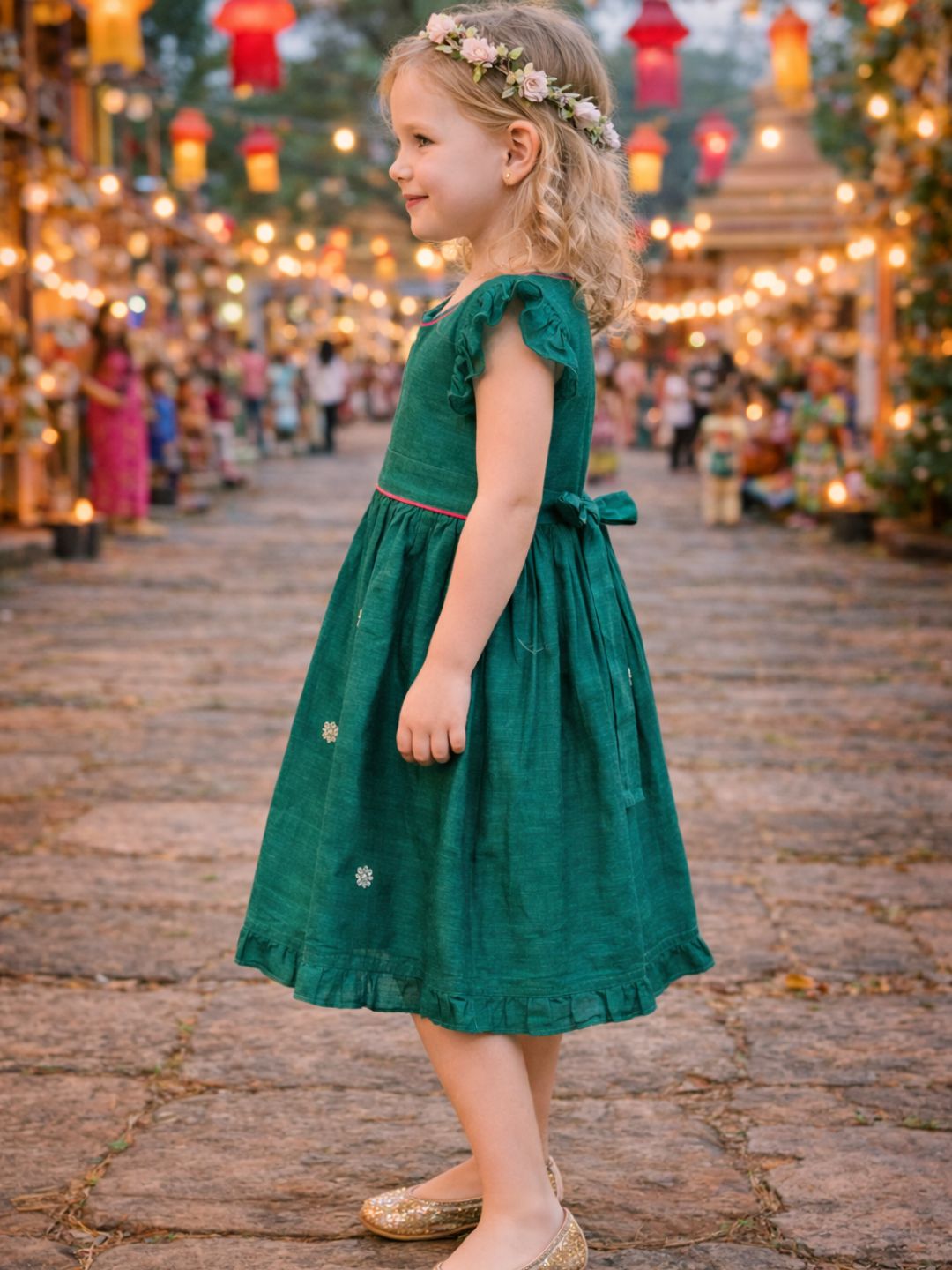 Girls Embroidered Cotton Ethnic Dress Hand Embroidery