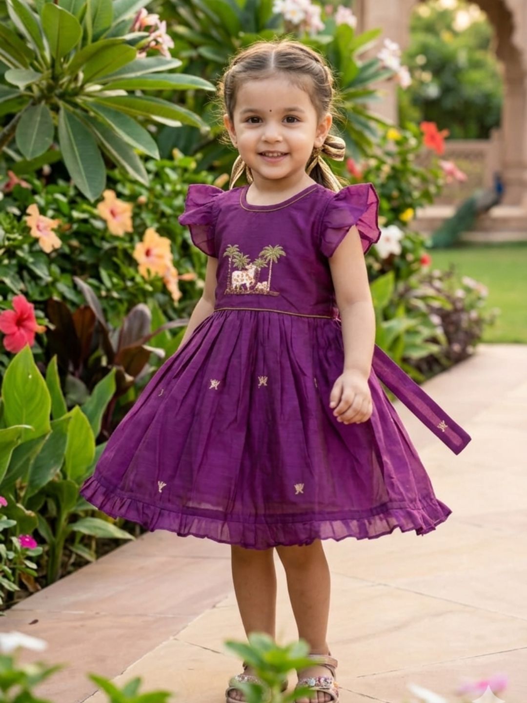 Girls Embroidered Cotton Ethnic Dress Hand Embroidery