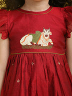 Girls Embroidered Cotton Ethnic Dress