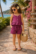 Girls Cat Print Cotton Co-Ords Set