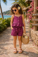 Girls Cat Print Cotton Co-Ords Set