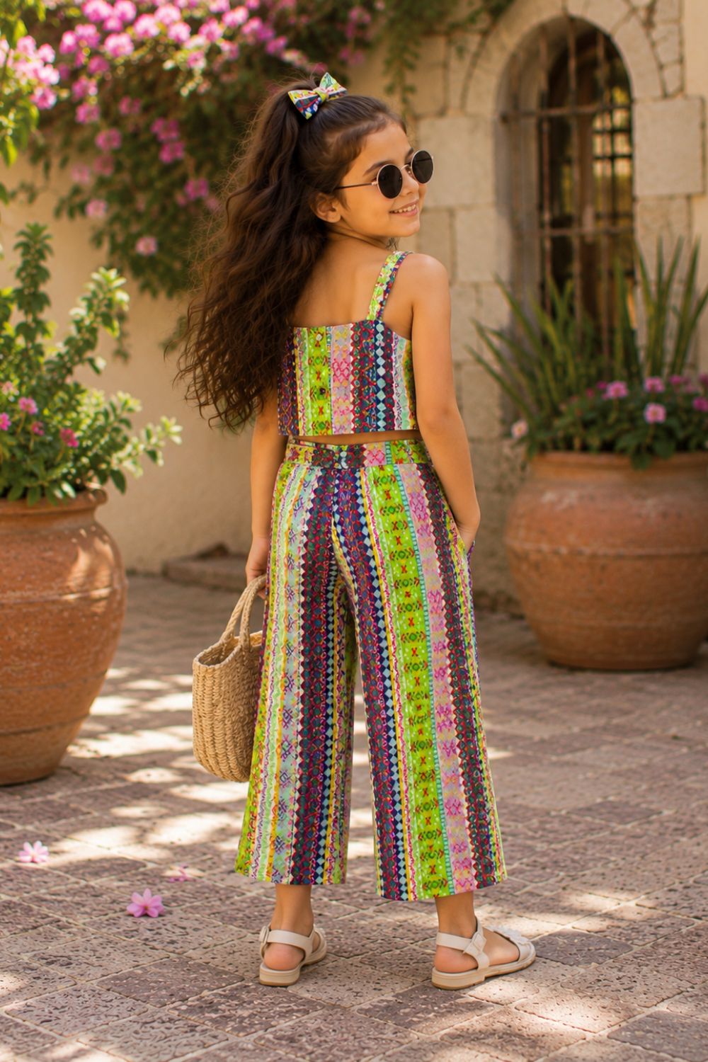 Bohemian Cotton Printed Top with Palazzos