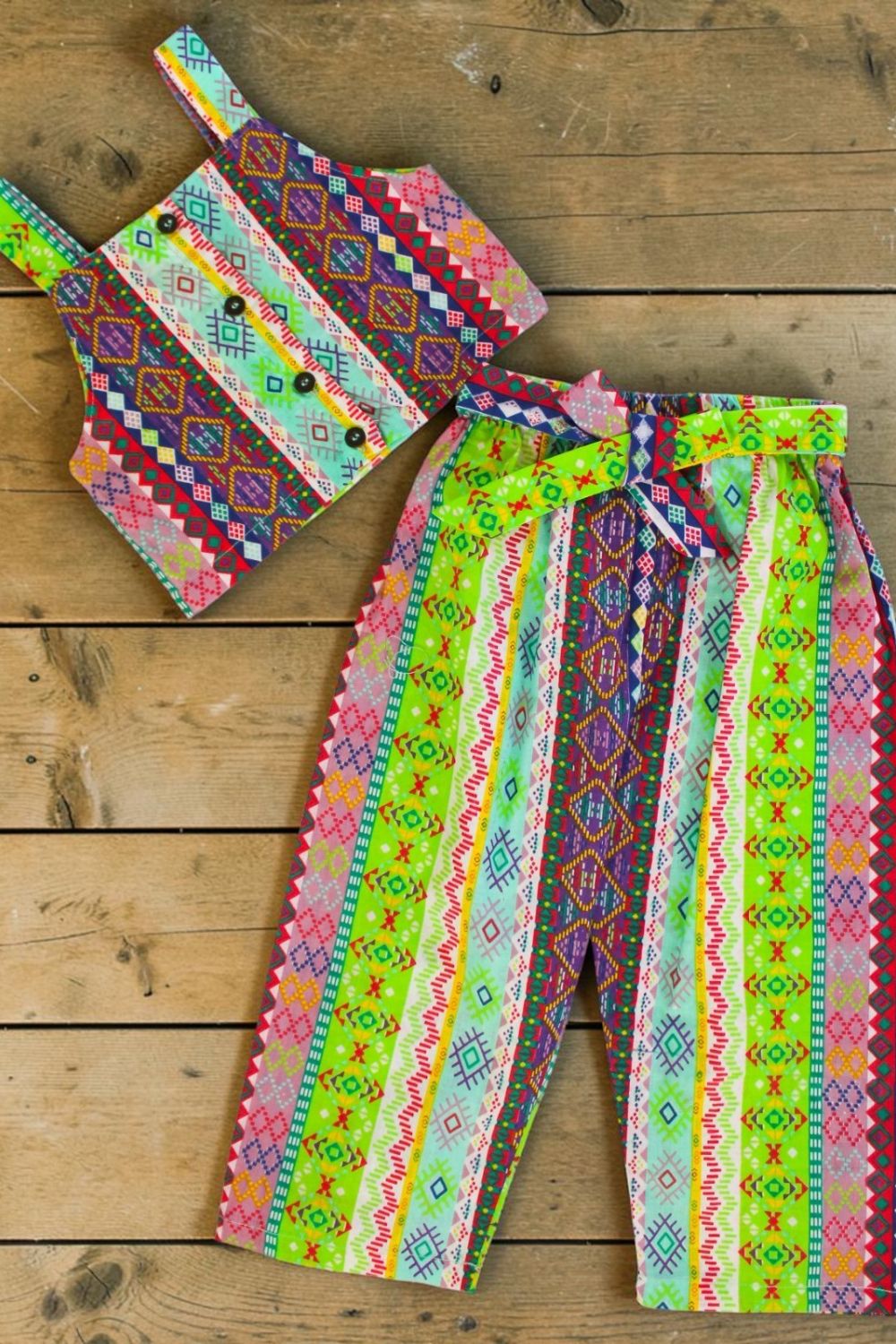Bohemian Cotton Printed Top with Palazzos