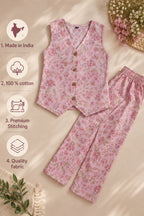 Floral Cotton Printed Top with Trousers