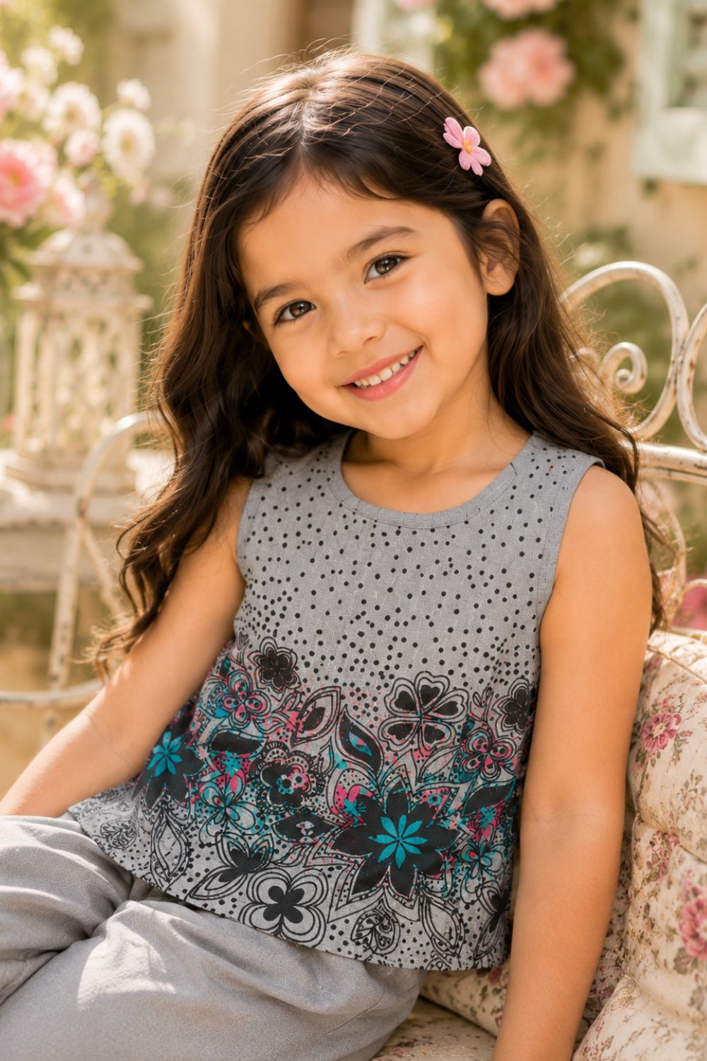 Floral Printed Pure Cotton Top with Palazzos