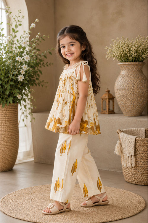 Cotton Printed Top with Trousers