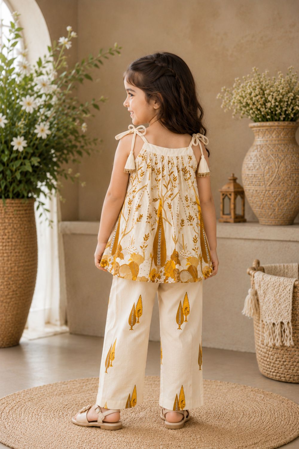 Cotton Printed Top with Trousers