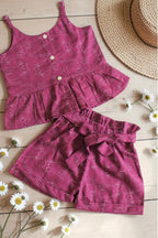 Girls Cat Print Cotton Co-Ords Set