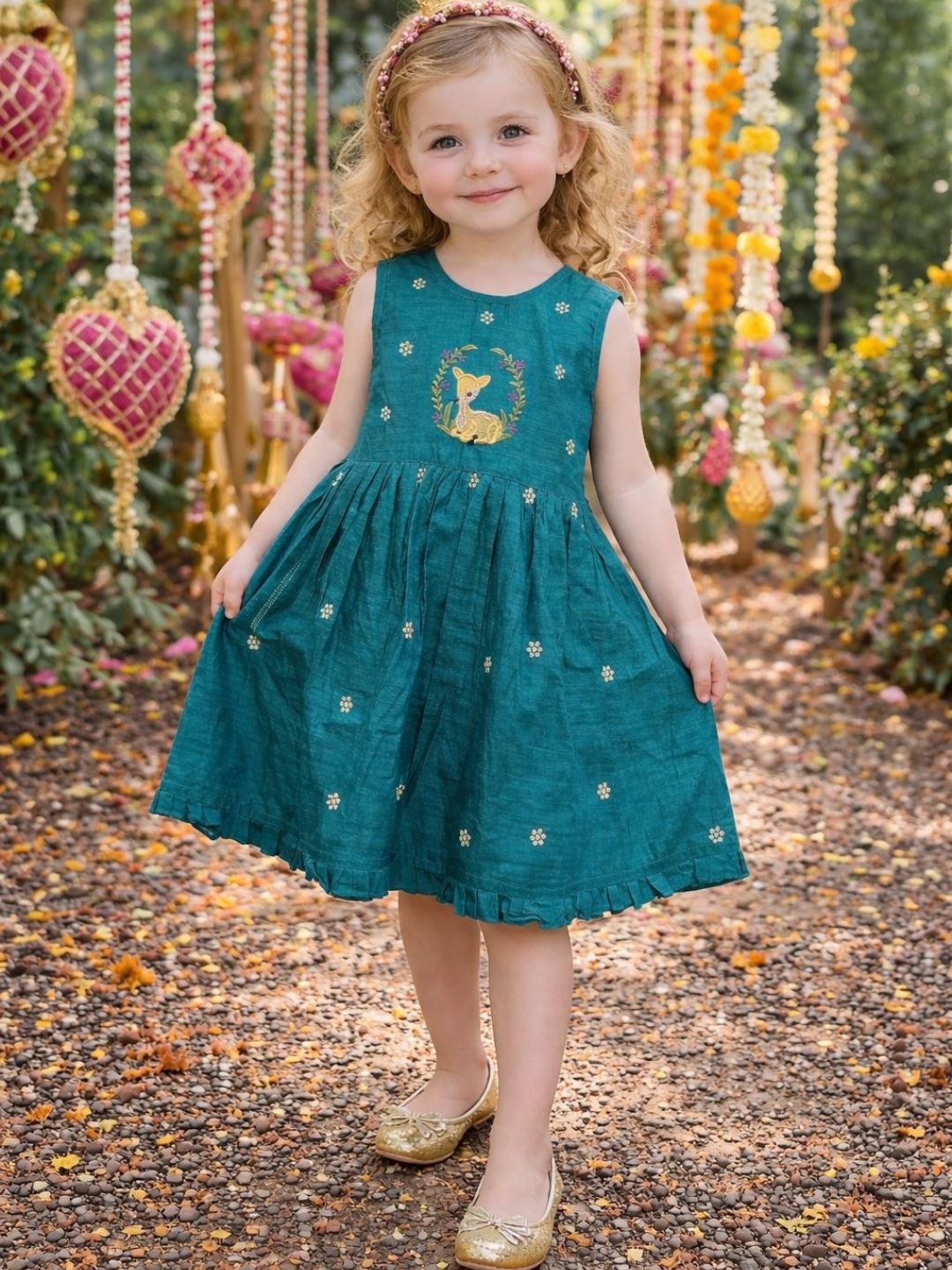 Girls Embroidered Cotton Ethnic Dress Hand Embroidery
