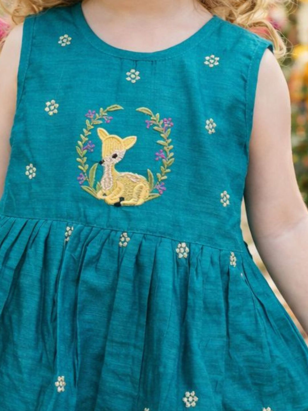 Girls Embroidered Cotton Ethnic Dress Hand Embroidery
