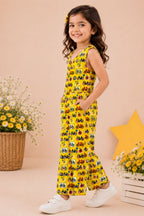 Yellow Cotton Printed Top with Trousers