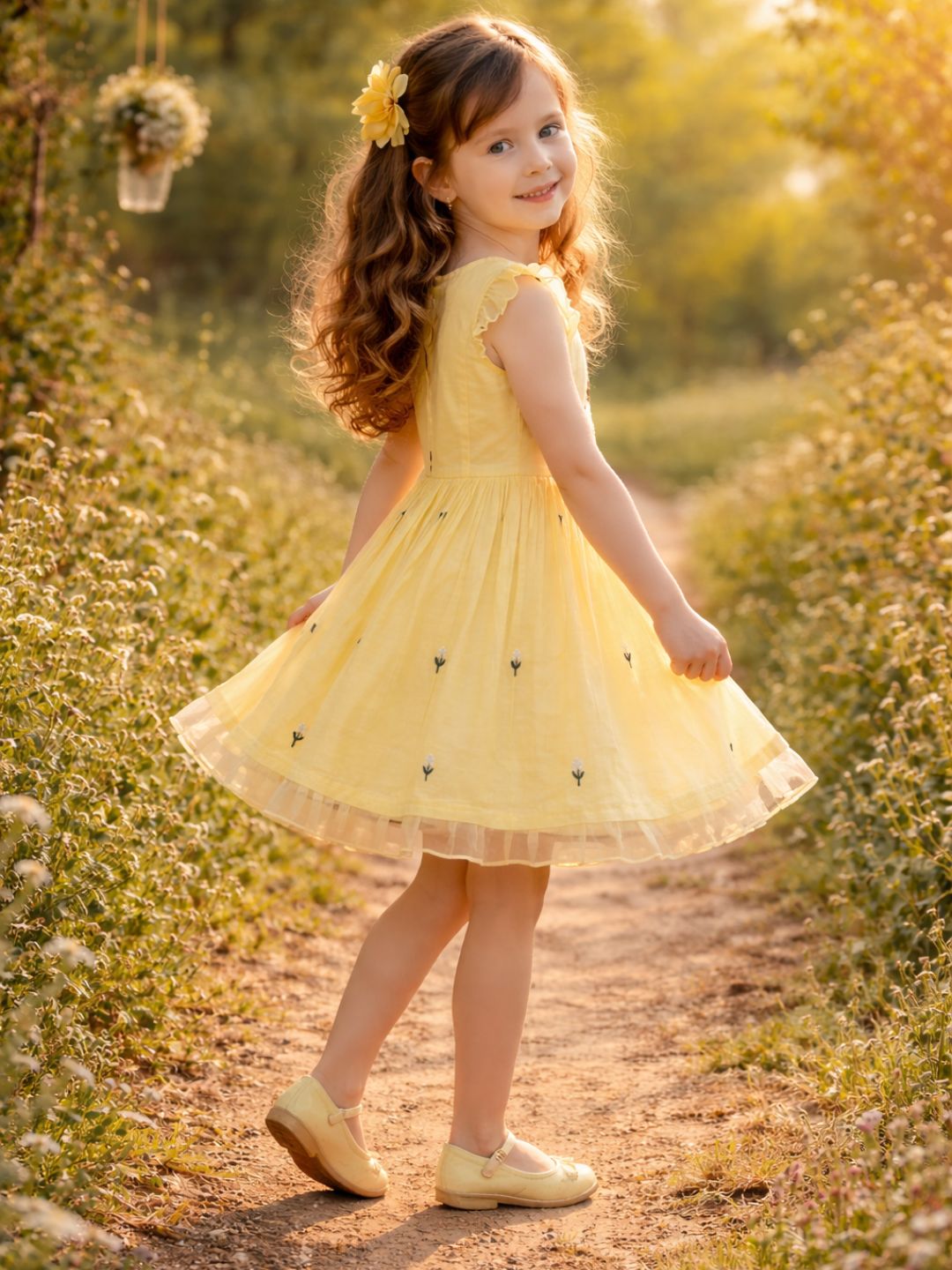 Girls Embroidered Cotton Ethnic Dress Hand Embroidery