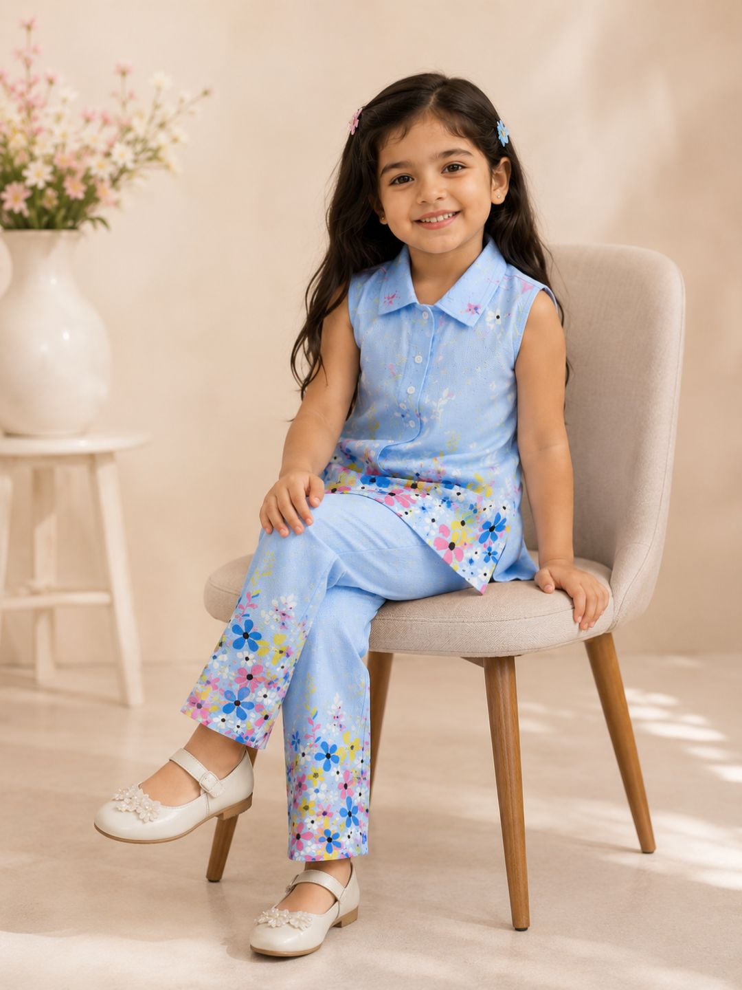 Floral Cotton Printed Shirt with Palazzos