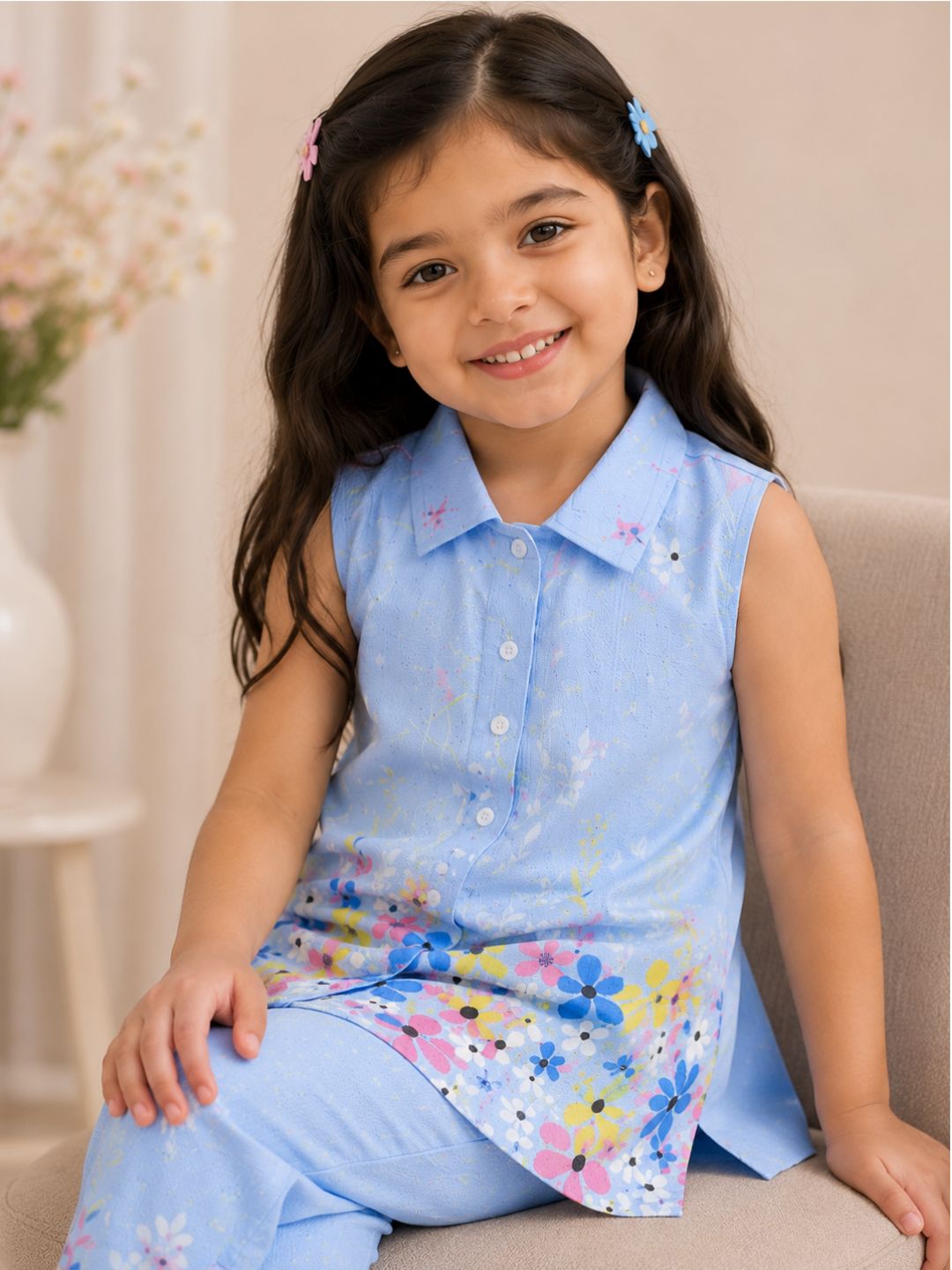 Floral Cotton Printed Shirt with Palazzos