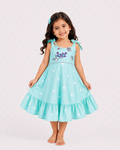 Sea Green Tie Up Dress with Embroidery