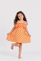 Orange Day Dress with Embroidery