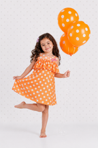 Orange Day Dress with Embroidery