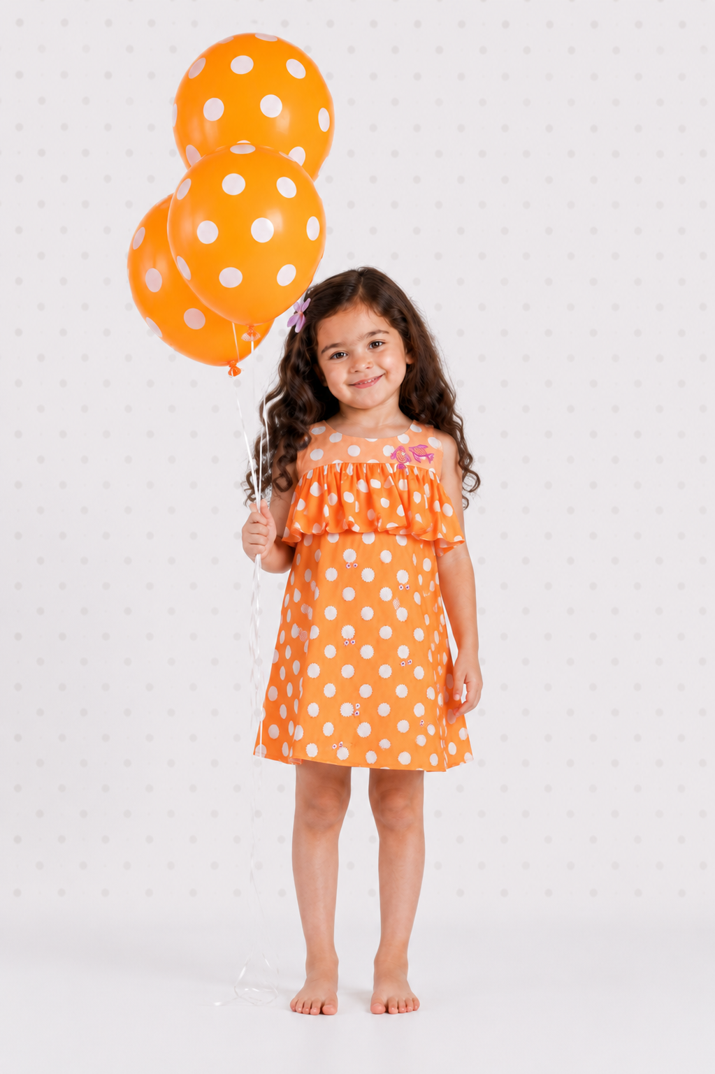 Orange Day Dress with Embroidery
