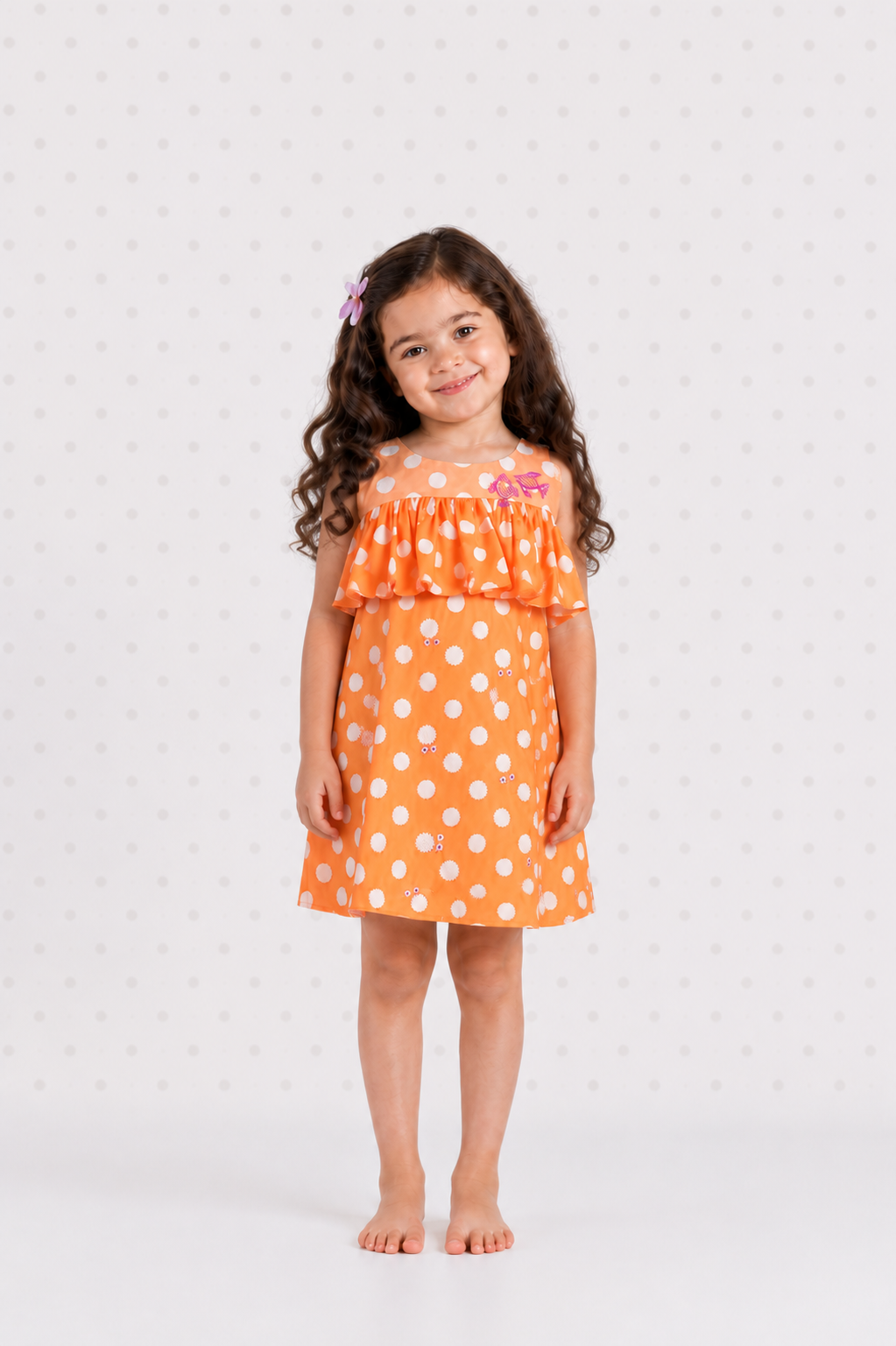 Orange Day Dress with Embroidery
