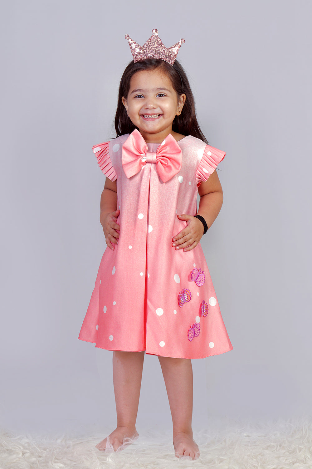 Peach Polka Bow Dress