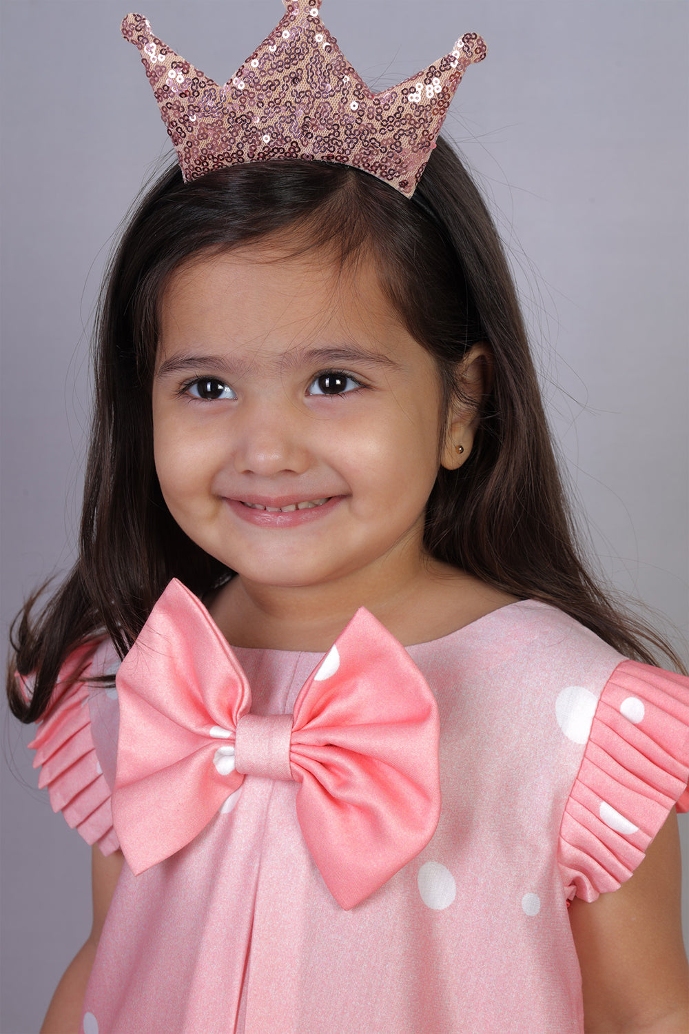Peach Polka Bow Dress