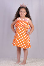Orange Day Dress with Embroidery