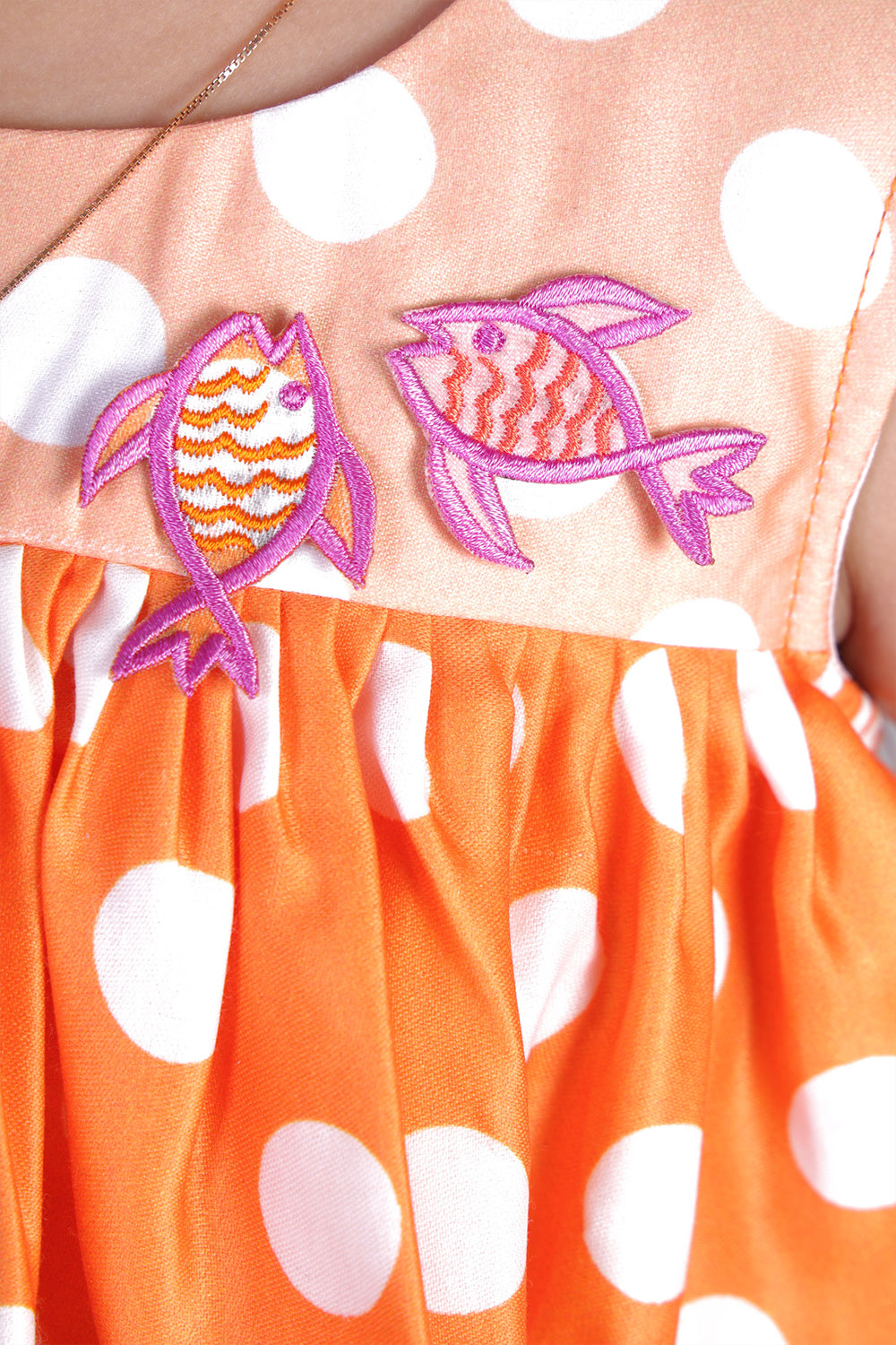 Orange Day Dress with Embroidery
