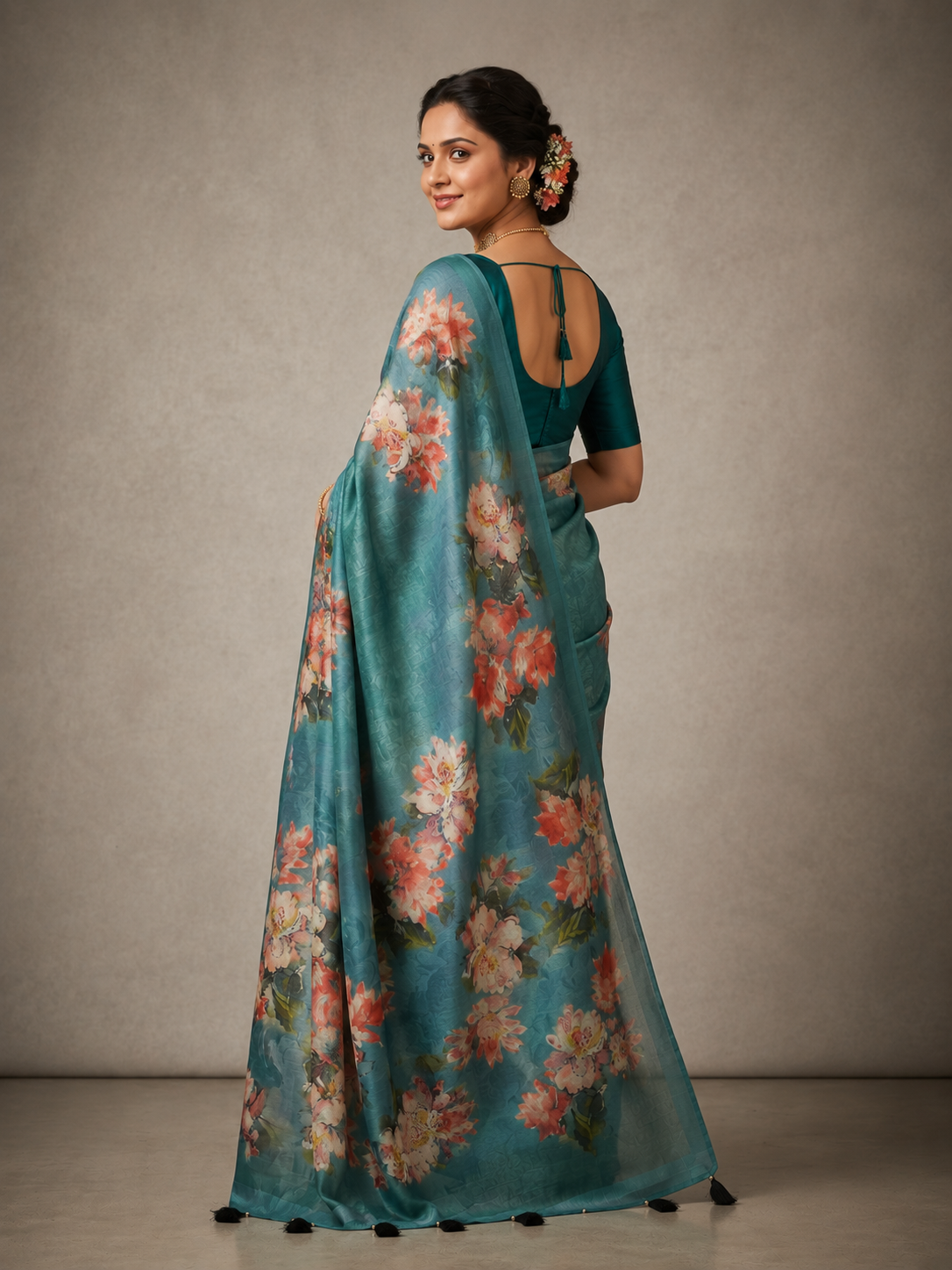 Ethnic Motifs Embroidered Tussar Saree