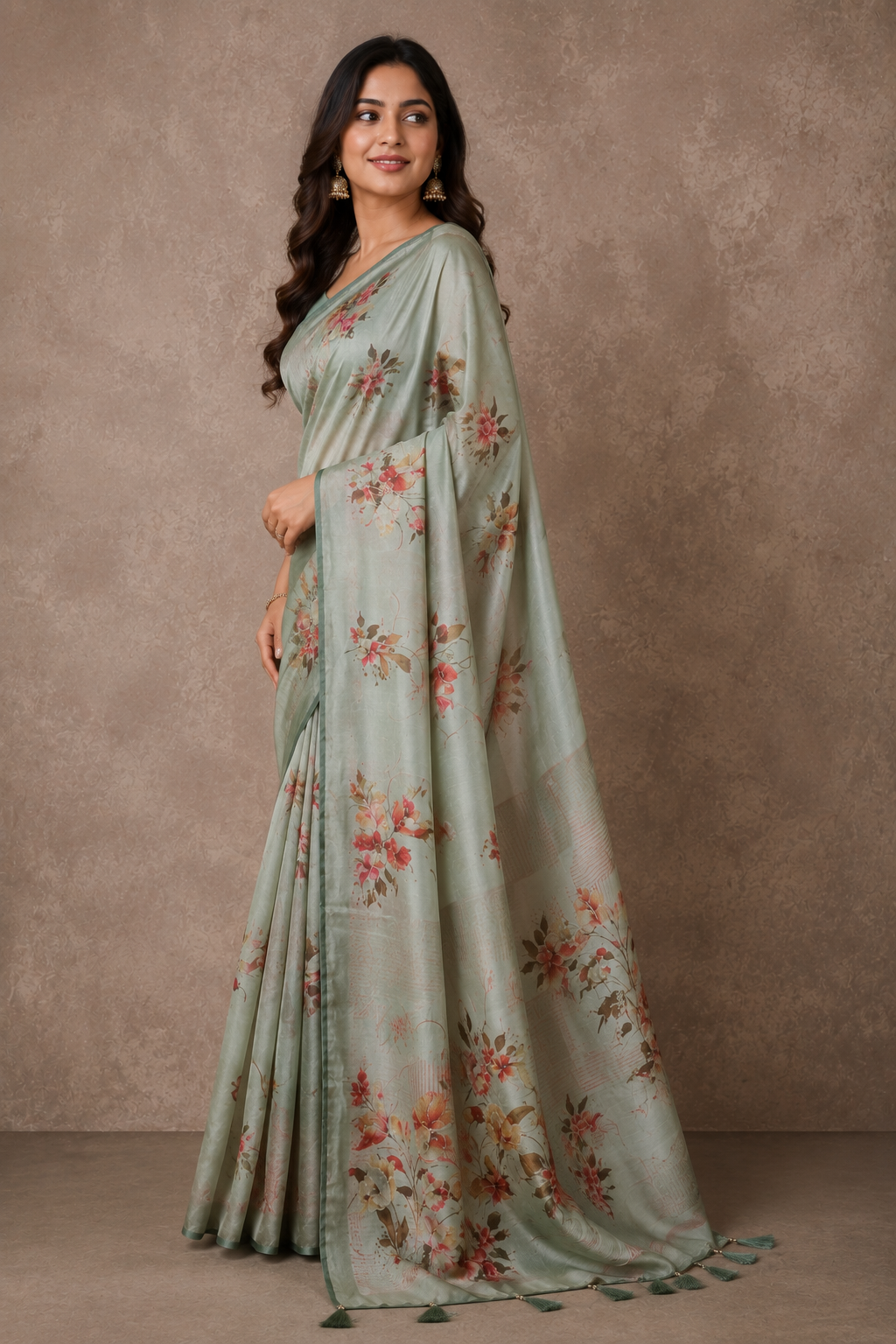 Ethnic Motifs Embroidered Tussar Saree