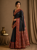 Ethnic Motifs Embroidered Tussar Saree