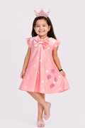 Peach Polka Bow Dress