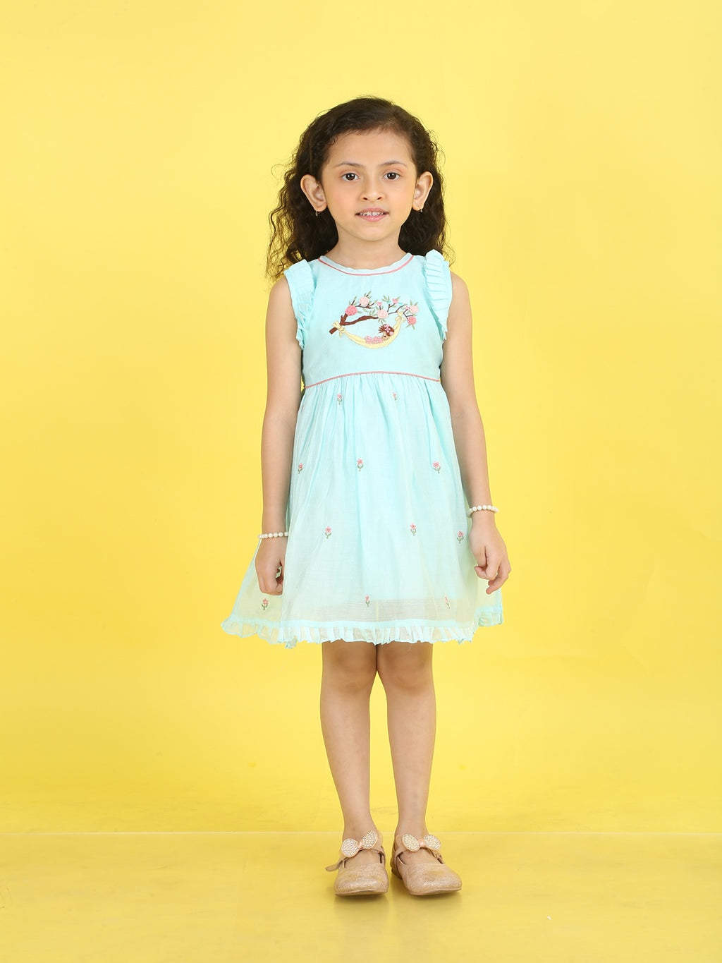 Girls Embroidered Cotton Ethnic Dress Hand Embroidery
