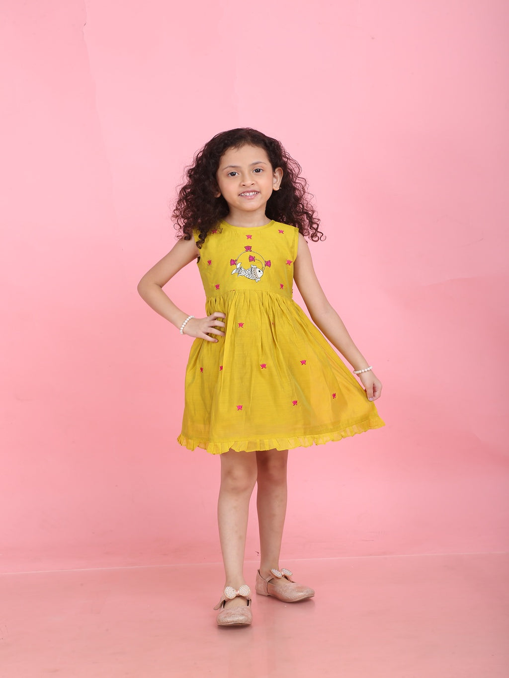 Girls Embroidered Cotton Ethnic Dress