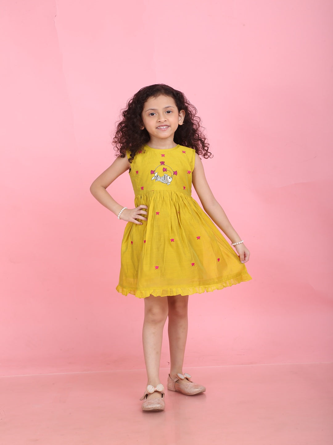 Girls Embroidered Cotton Ethnic Dress