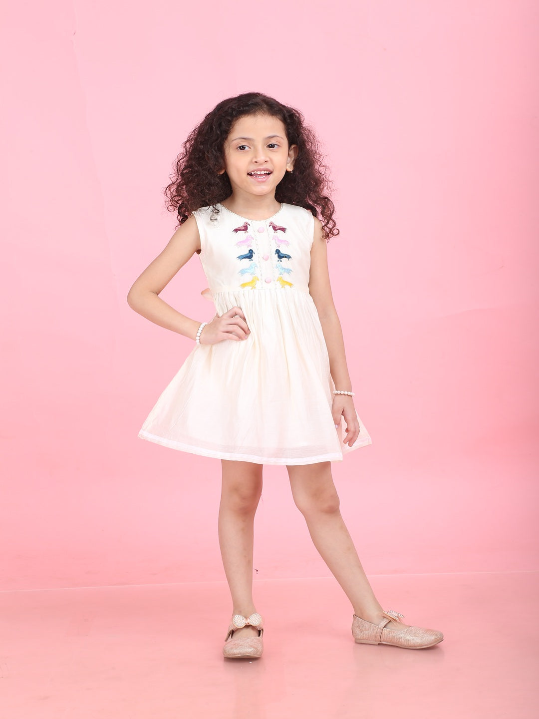 Girls Embroidered Cotton Ethnic Dress