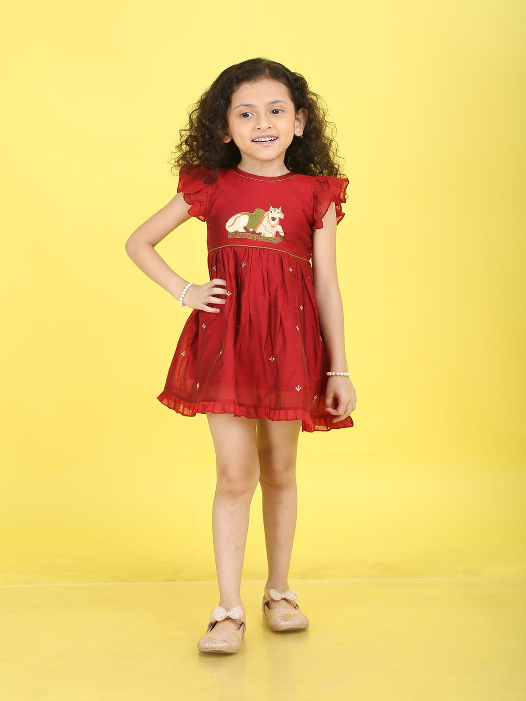 Girls Embroidered Cotton Ethnic Dress