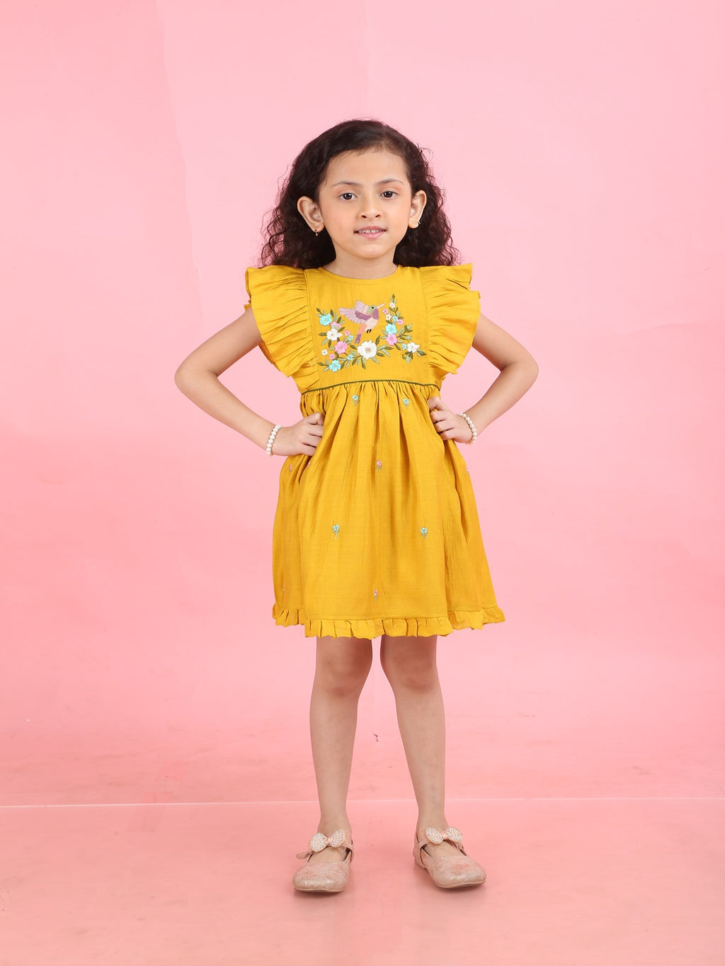 Girls Embroidered Cotton Ethnic Dress Hand Embroidery