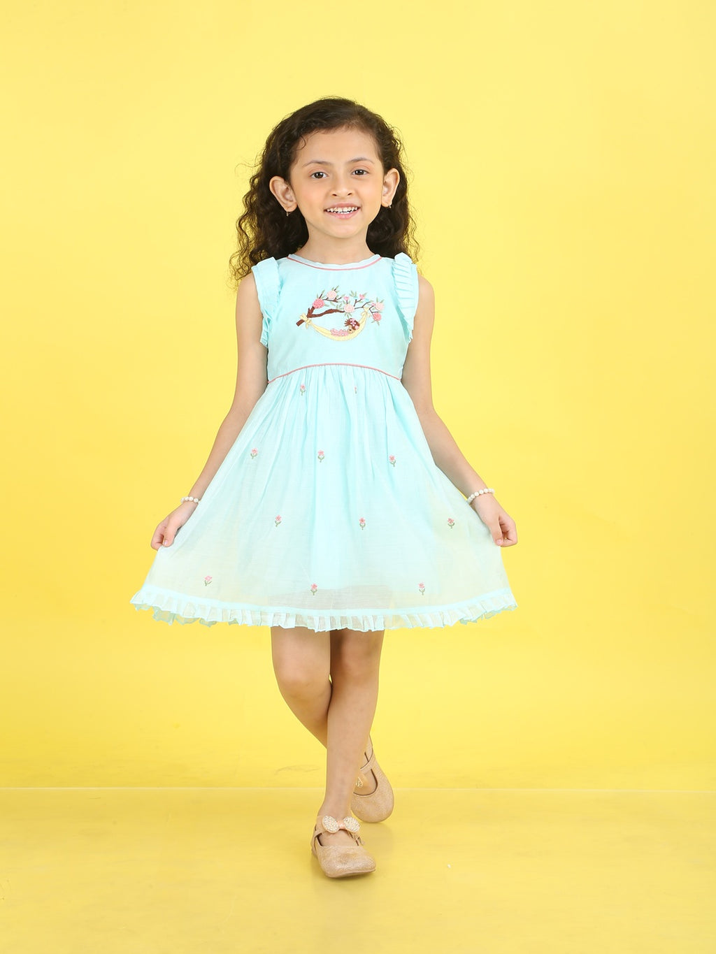 Girls Embroidered Cotton Ethnic Dress Hand Embroidery
