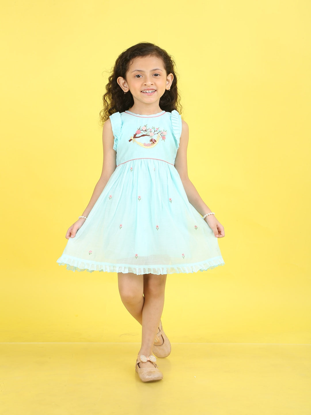 Girls Embroidered Cotton Ethnic Dress Hand Embroidery