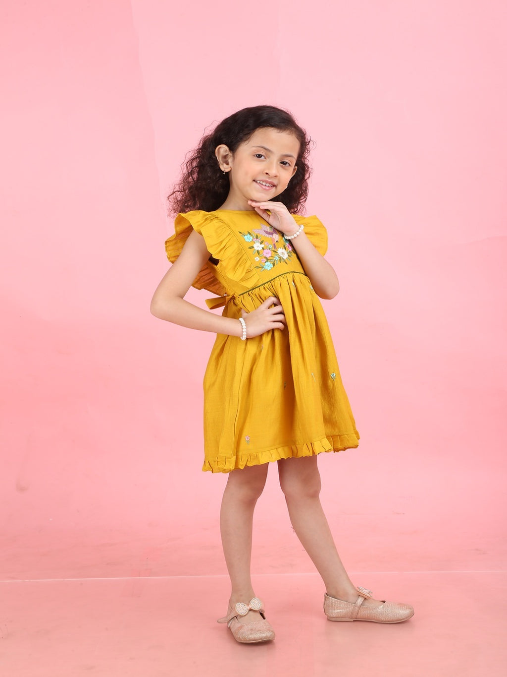 Girls Embroidered Cotton Ethnic Dress Hand Embroidery