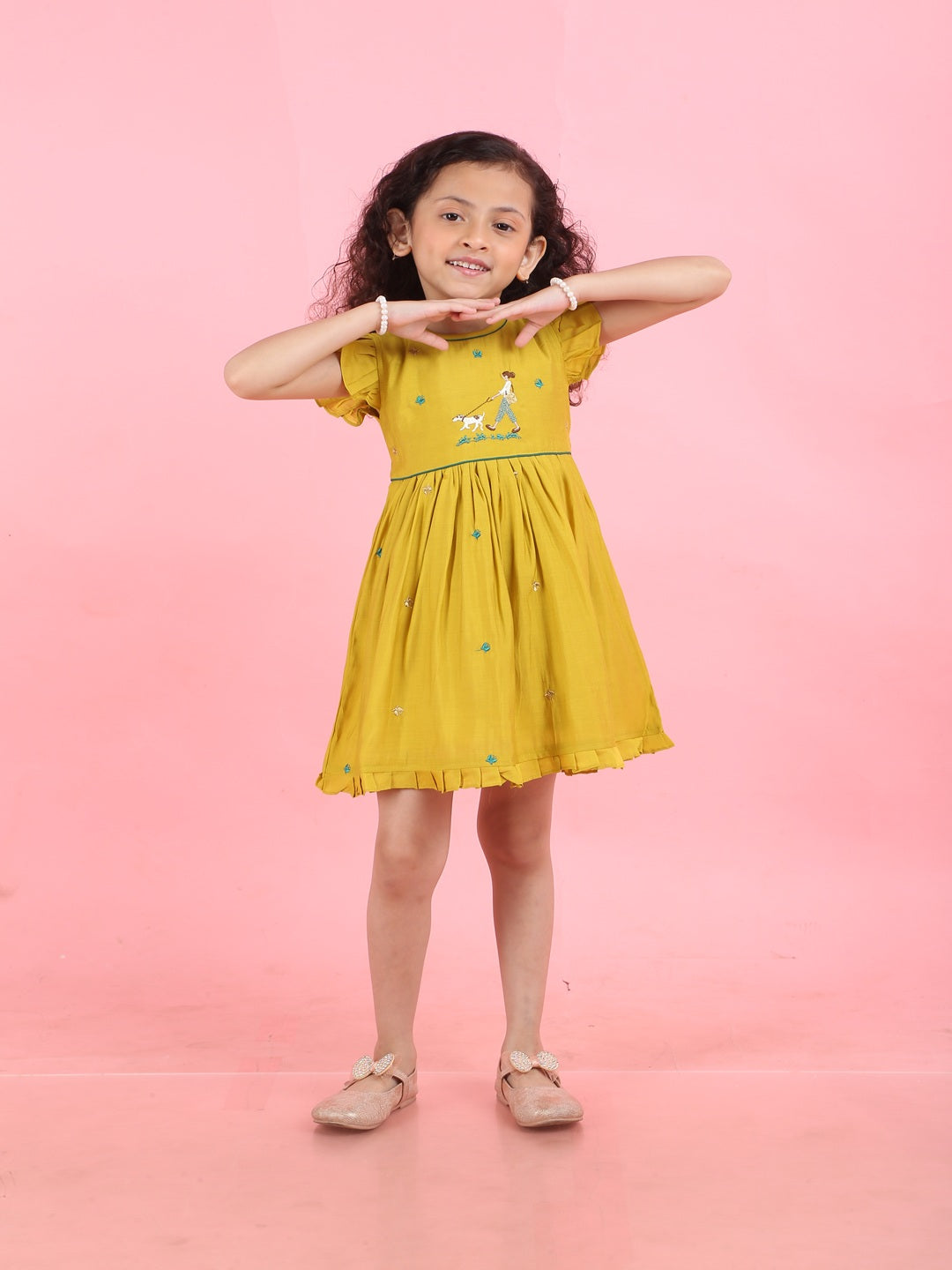 Girls Embroidered Cotton Ethnic Dress