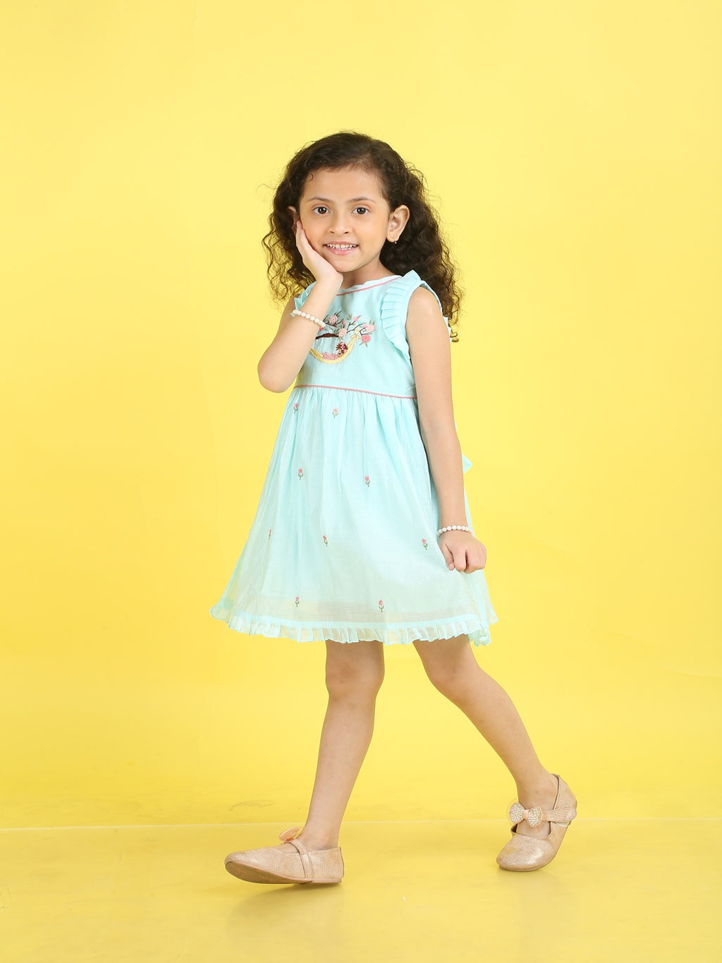Girls Embroidered Cotton Ethnic Dress Hand Embroidery