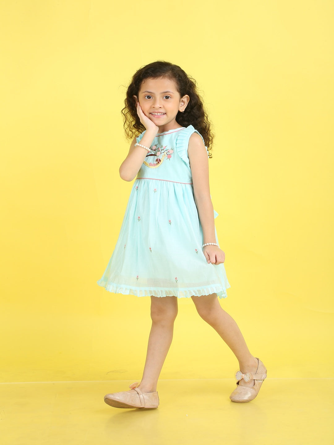 Girls Embroidered Cotton Ethnic Dress Hand Embroidery