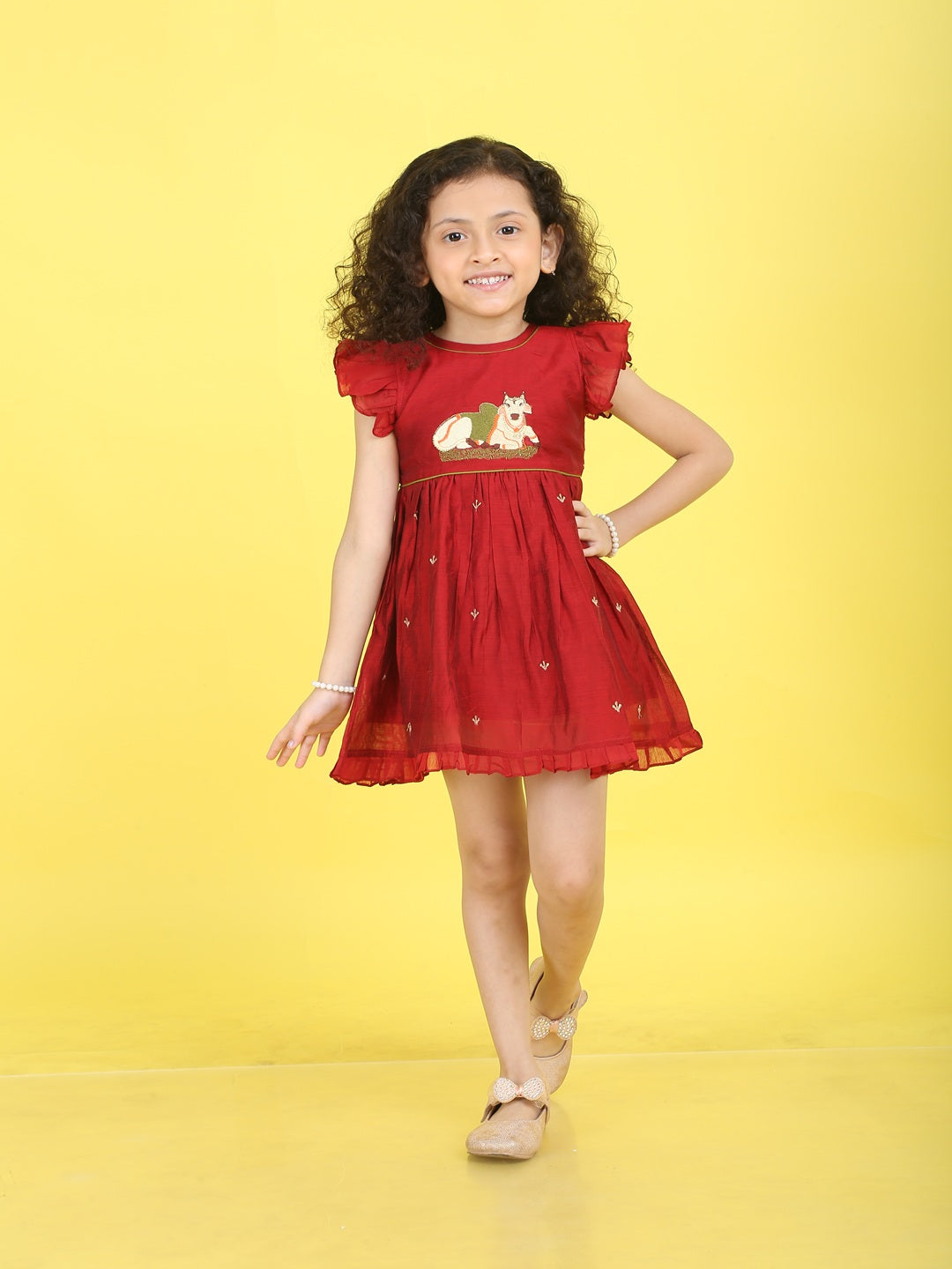 Girls Embroidered Cotton Ethnic Dress